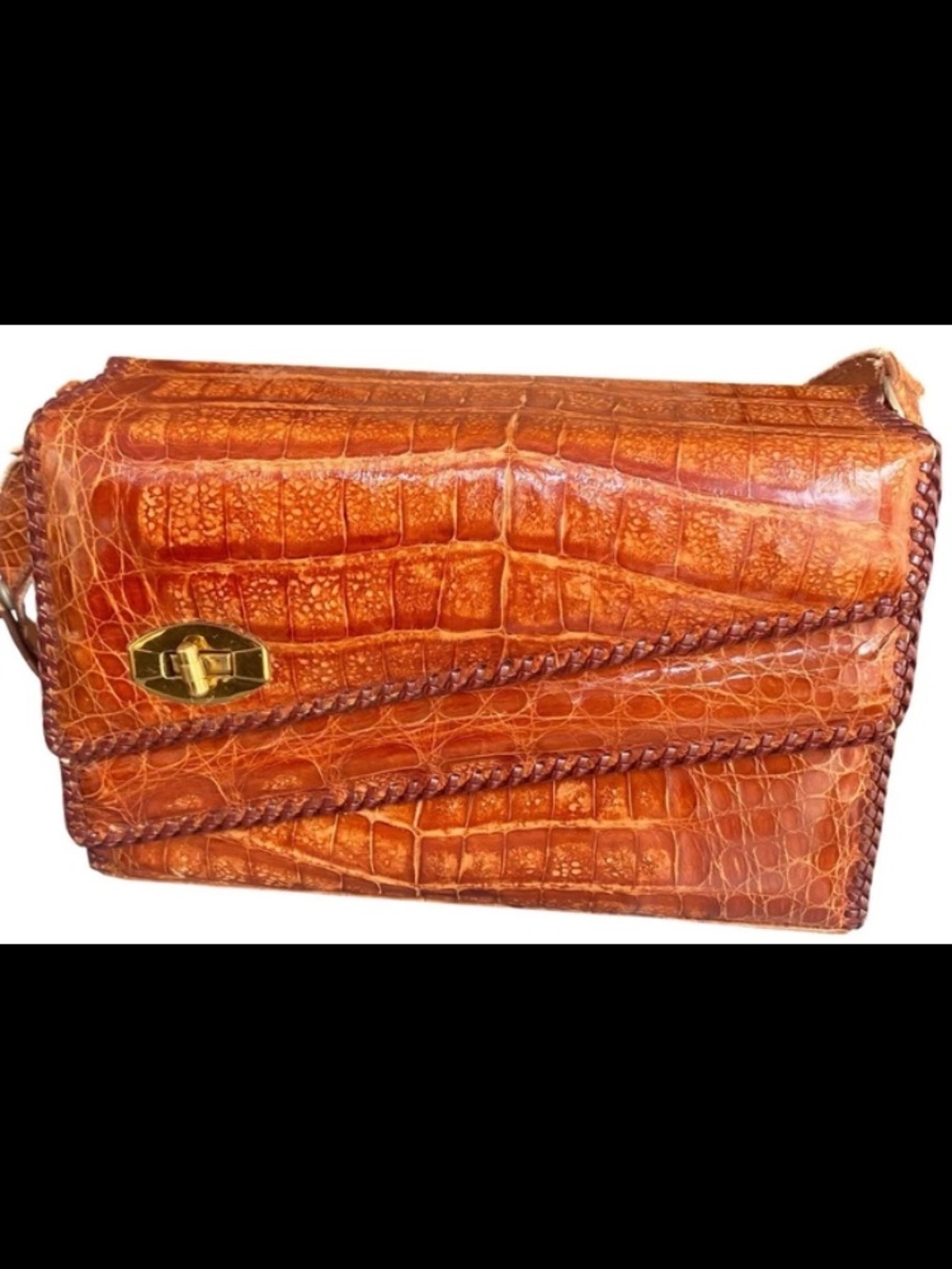 Vintage Genuine Alligator Leather Womens Handbag Purse Vintage 1950 Made In Cuba